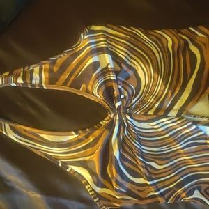 SHEIN drawstring front backless halter top